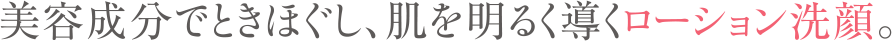 美容成分でときほぐし、肌を明るく導くローション洗顔。